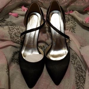 Black Satin Heels 7.5